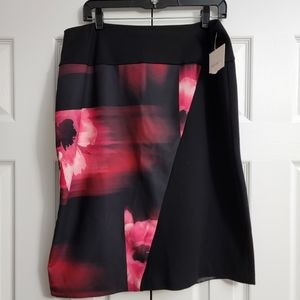 Ellen Tracy Petite Bright Future A-Line Skirt Black Raspberry 16P